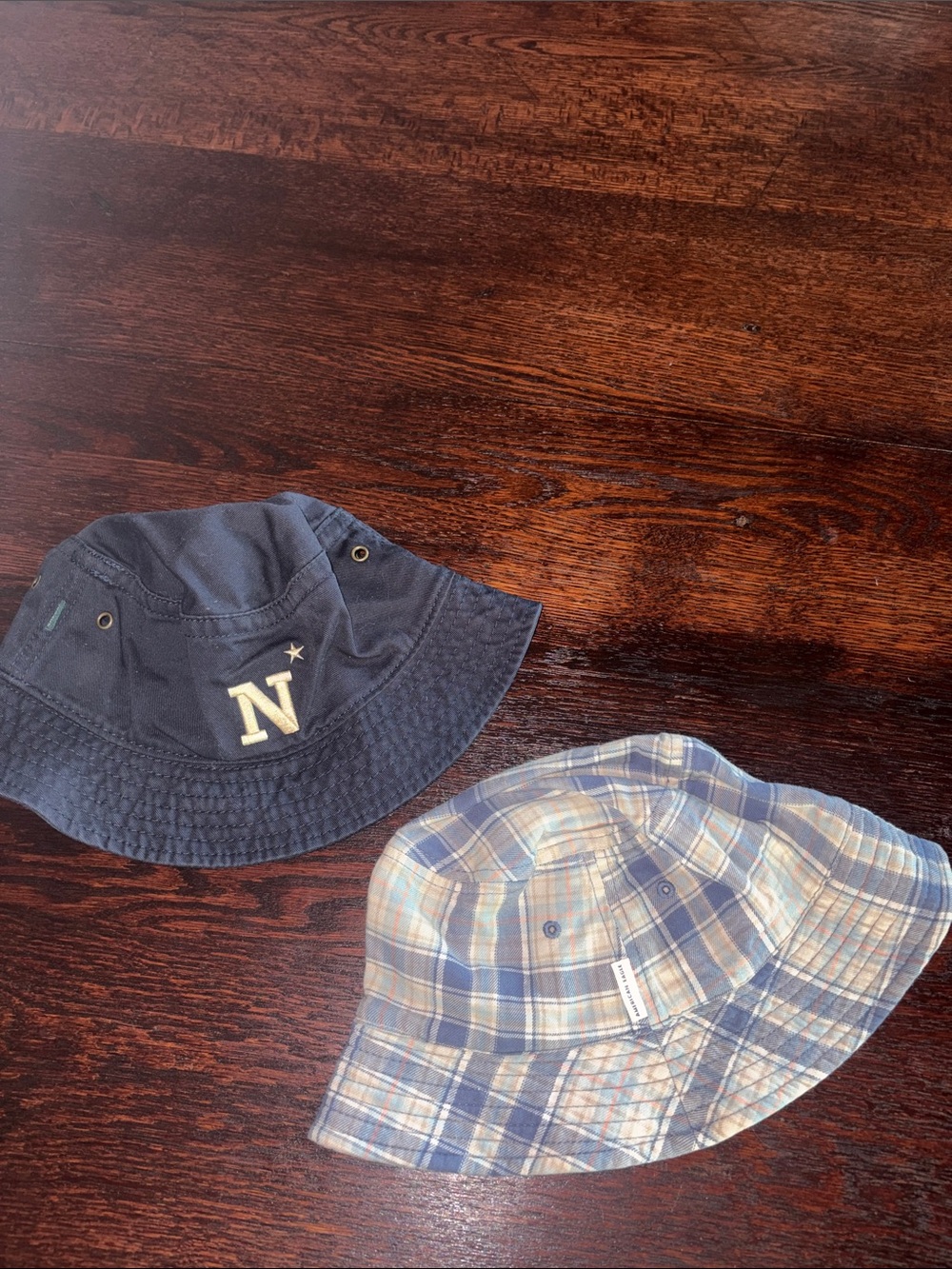 American Eagle Outfitters Navy & Light Blue Plaid Bucket Hats